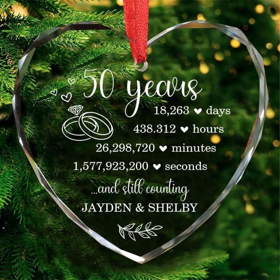 Personalized 50th Wedding Gifts for Women Men - 50 Years Marriage Gifts for Couple - Anniversary Present for Wife Husband - 50th Wedding Anniversary Glass Ornament - Christmas Ornament Ideas