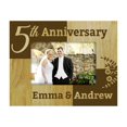 thumbnail image 1 of Personalized 5th Annieversary Picture Frame With Names Gift-5 x 7 Inches Vertical - Wood Engraved Customizable Gift, 1 of 1