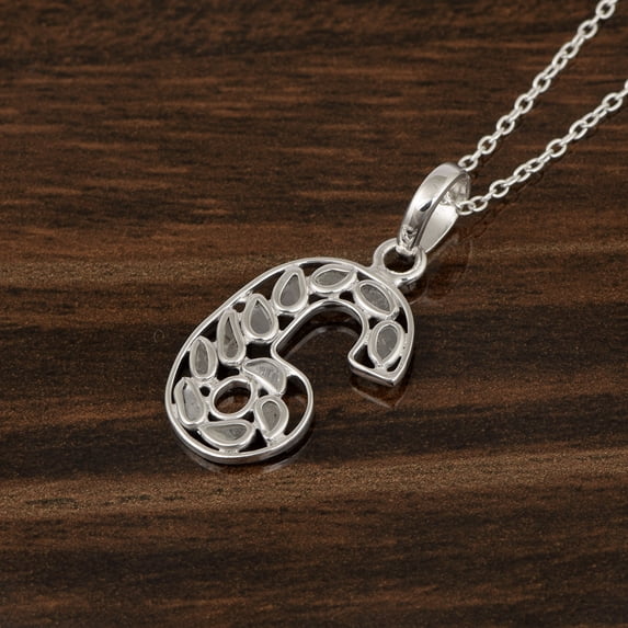 Personalized 6 Number Necklace 0.35 Ctw Natural Polki Diamond 925 Silver Pendant