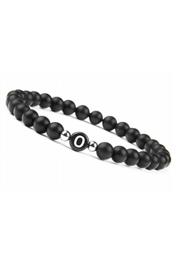 Personalized 6MM Natural Frosted Agate Letter Bracelet: Customizable Silver Couple Style European and American Fashion Jewelry