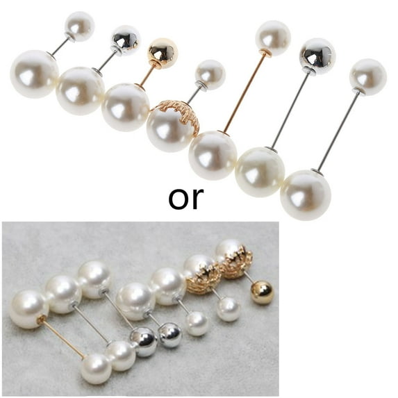 Personalized 7 Pcs Imitation Double Pearl Safety Pins Hat Scarf Clips Safety Pin