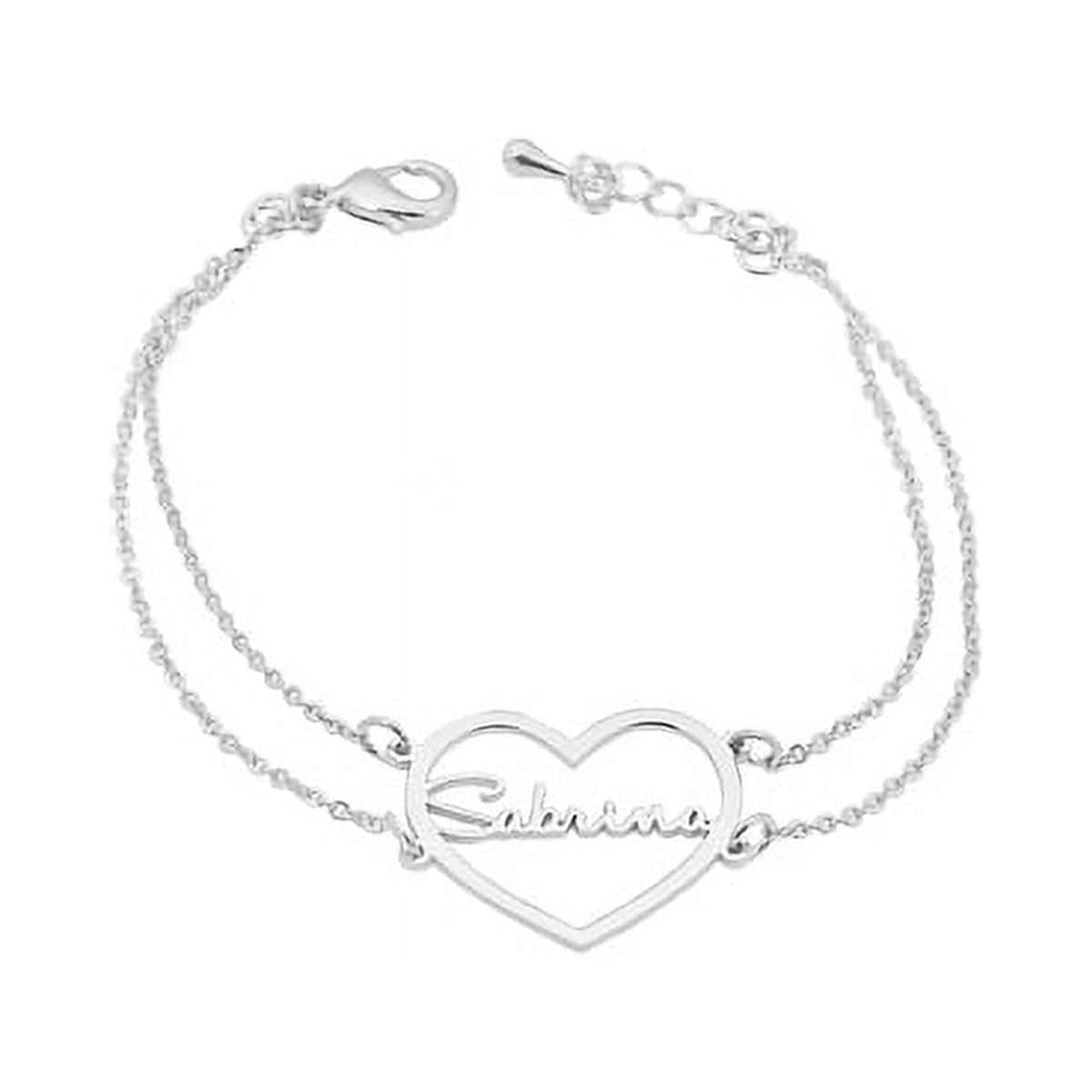 Personalized 7-inch Double Chain Heart-Shaped Name Bracelet