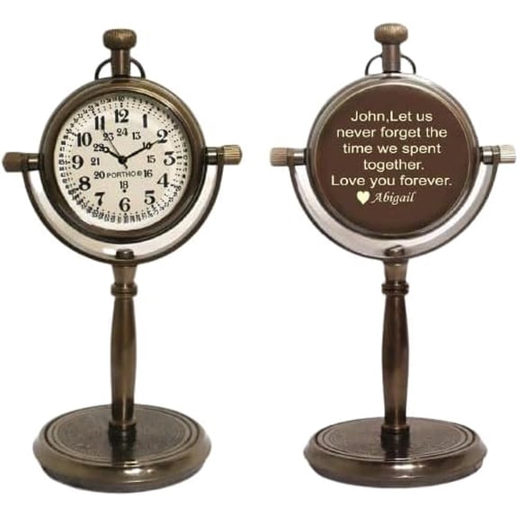 Personalized 7th Wedding Anniversary Desk Clock Engraved Tally Marks Bronze Clock, Thoughtful Gift for Him or Her Gift for Couples, Wedding Gift for Spouse