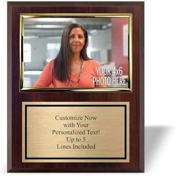 Personalized 8x10 Photo Plaque with 4x6 Horizontal Picture Holder - Add Your Picture for a Team Award for Coach or Employee Appreciation - Customize Now$$Office
