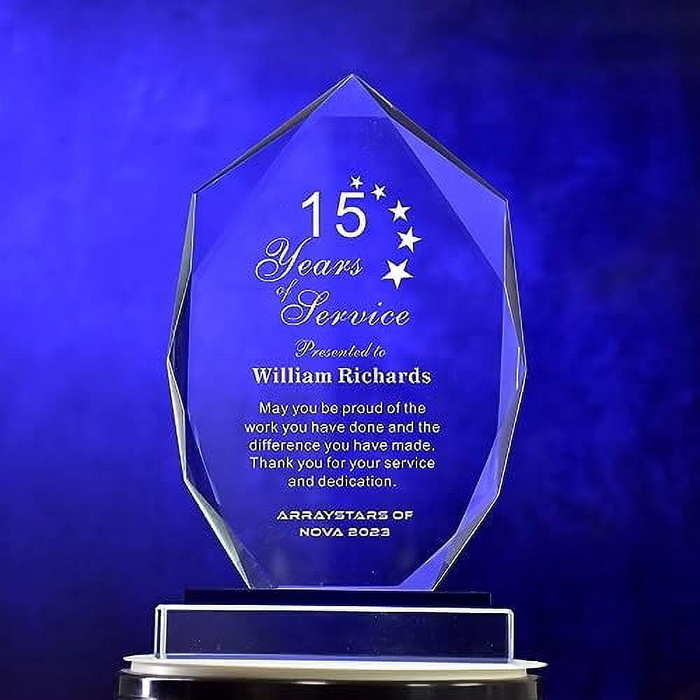 Personalized 7" Engraved Glass Plaque – Custom Award For Retirement, Employee Appreciation, Boss Gift