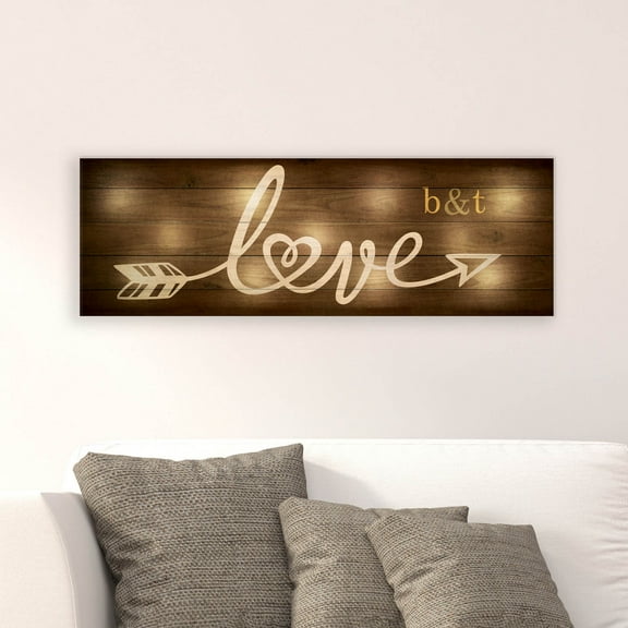 Personalized 9x27 LED Wall Canvas - Love Arrow