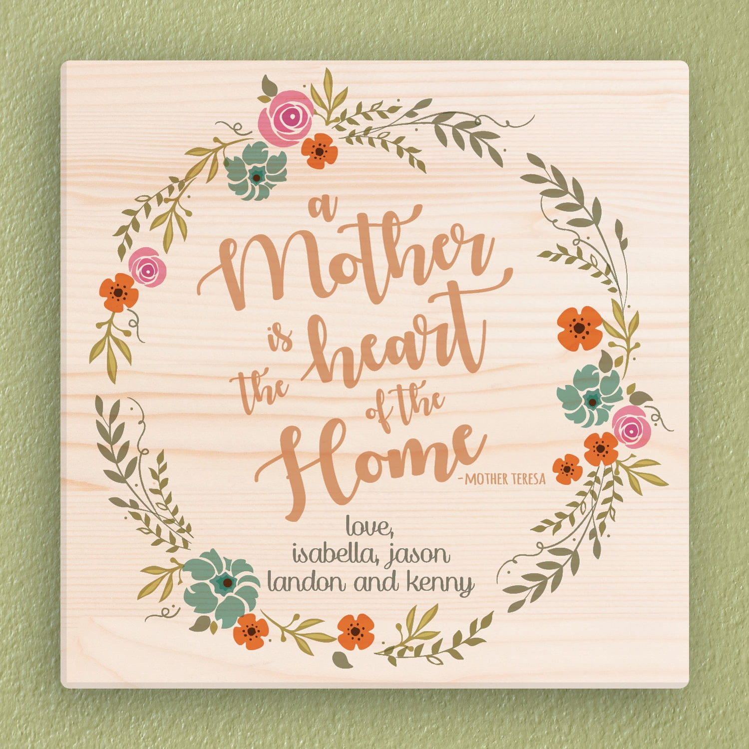 Personalized A Mother Is The Heart Gift for Mom - 12" x 12" or 16" x 16" Canvas