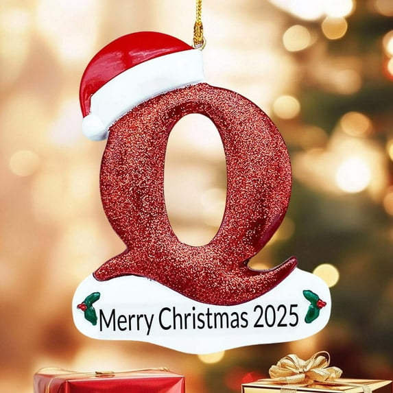 Personalized A-Z Letter Ornaments for Christmas Tree 2025 DIY Custom Christmas Ornament with Name 3D Resin Xmas Hanging Pendant Original Gifts for Family Friends O