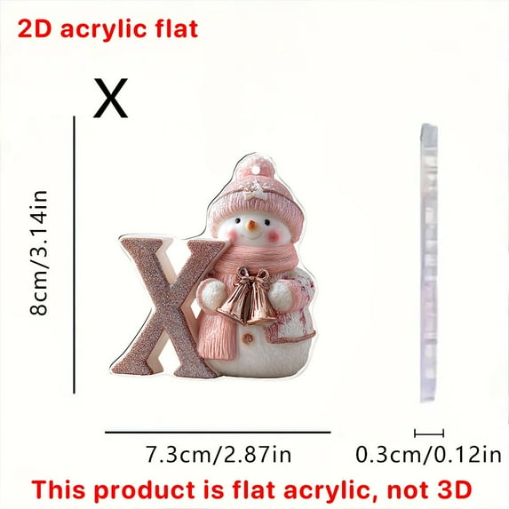 Personalized A-Z Letter Ornaments for Christmas Tree,Christmas Tree Ornaments Pink Snowman Letter Acrylic Flat Pendants Set Holiday Decorations Xmas Tree Decorations