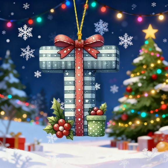 Taicans Personalized A-Z Letter Ornaments for Christmas Tree,Gingerbread Alphabet Ornaments for Christmas Tree Candy Initial Letter Ornaments with Berries,Christmas Decoration Xmas Tree Hanging Decor