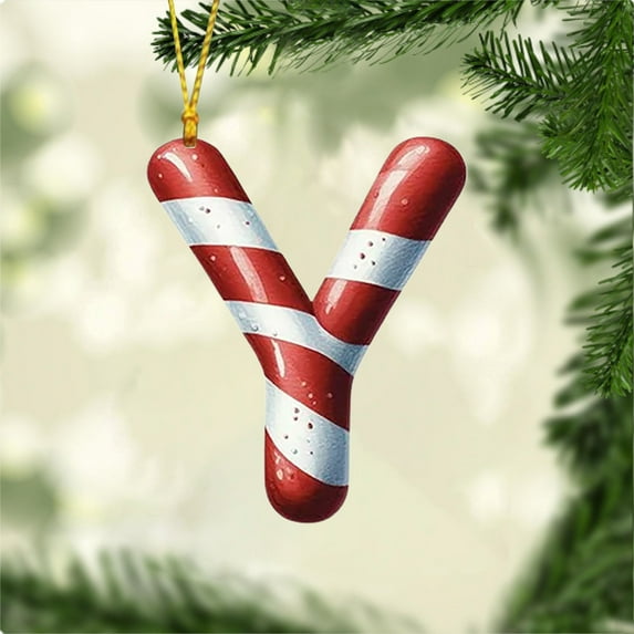 Taicans Personalized A-Z Letter Ornaments for Christmas Tree,Gingerbread Alphabet Ornaments for Christmas Tree Candy Initial Letter Ornaments with Berries,Christmas Decoration Xmas Tree Hanging Decor