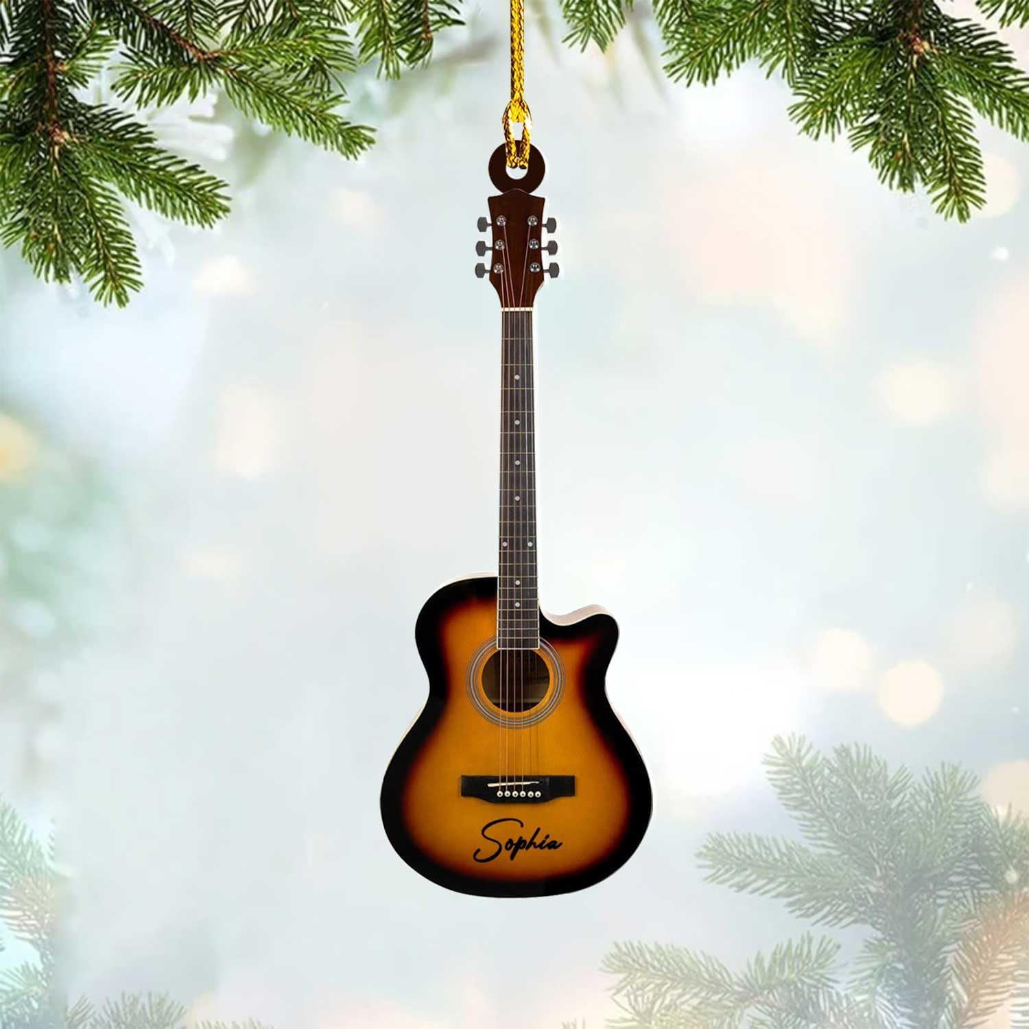 Personalized Acoustic Guitar Ornament - Guitar Christmas Plastic Wooden ...