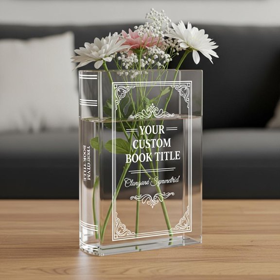 Personalized Acrylic Book Vase Custom Name Date Quote, Clear Book Flower Vase, Unique Gift for Her