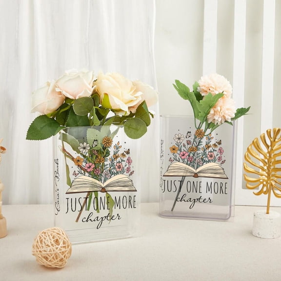 Personalized Acrylic Book Vase Custom Name Gift, Clear Book Flower Vase, Reader Home Decor