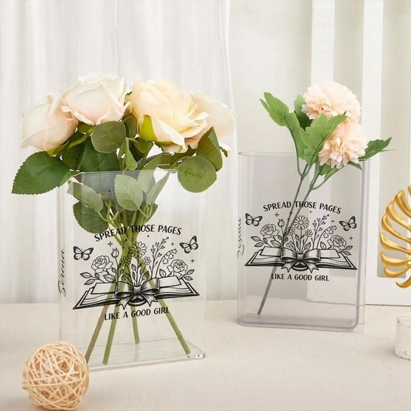 Personalized Acrylic Book Vase Funny Book Lover Gift, Clear Book Flower Vase, Book Club Gift