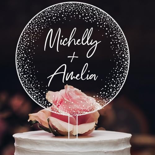 Personalized Acrylic Cake Topper with Transfer Letter Stickers, DIY Birthday Wedding Engagement Cake Topper for DIY Mr & Mrs Decorations Wedding Bridal Shower Bachelorette