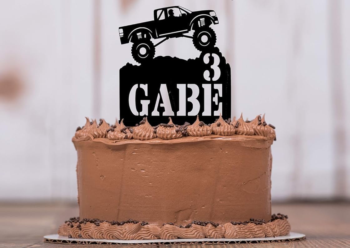 Personalized Acrylic Cake Toppers, Monster Truck Cake Topper ...