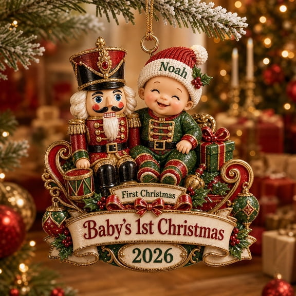 Personalized Acrylic Ornament Baby First Christmas Nutcracker