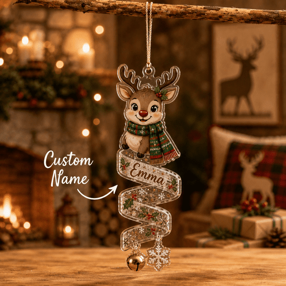 Personalized Acrylic Ornament Christmas Reindeer Keepsake