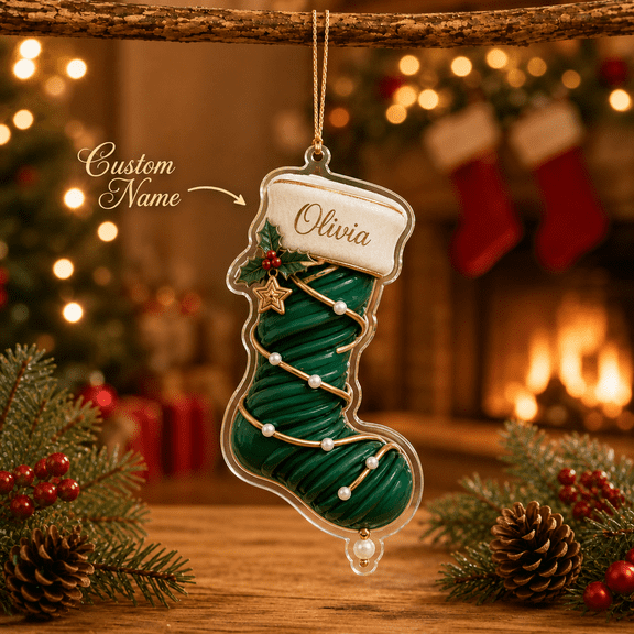Personalized Acrylic Ornament Christmas Stocking Keepsake
