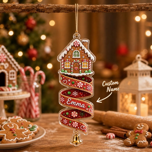 Personalized Acrylic Ornament Gingerbread House Christmas
