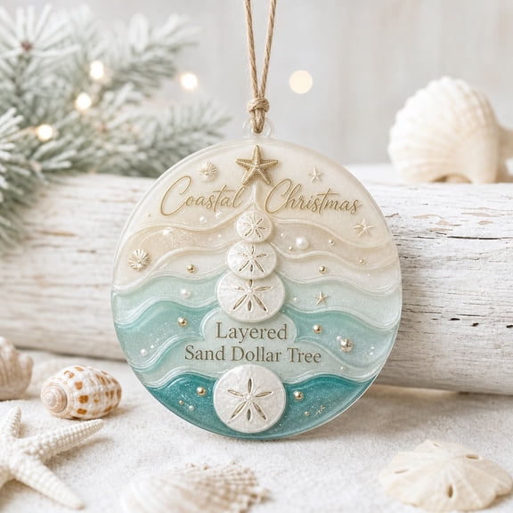 Personalized Acrylic Ornament Layered Sand Dollar Tree Acrylic for Christmas Tree Beach Lovers