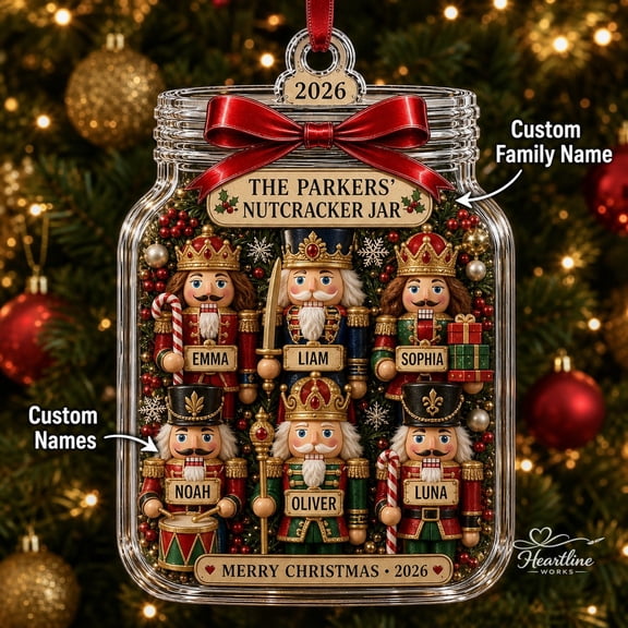 Personalized Acrylic Ornament Nutcracker Family Christmas Tree Keepsake