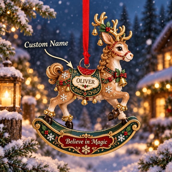 Personalized Acrylic Ornament Reindeer Carousel Christmas Tree Decor ...