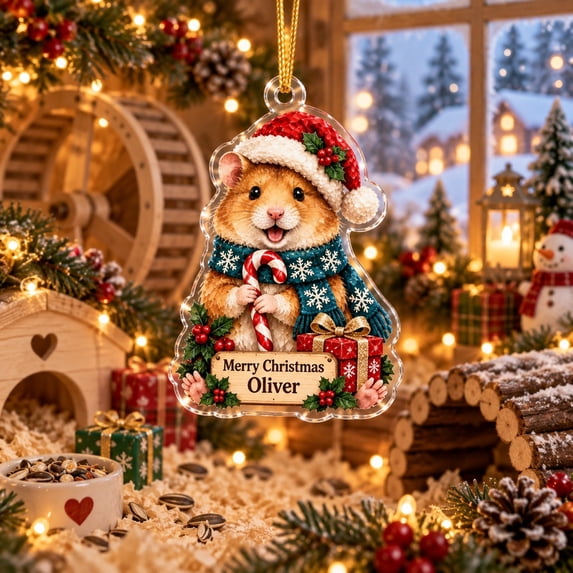 Personalized Acrylic Ornament With Christmas Hamster Design - Walmart.com