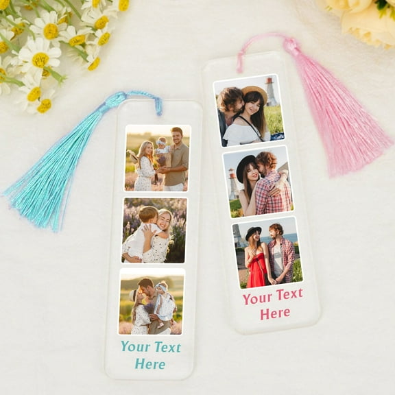 Personalized Acrylic Photo Bookmark, Custom Photo Bookmark with Color Tassel, Page Marker Book Lover Reader Gift Idea