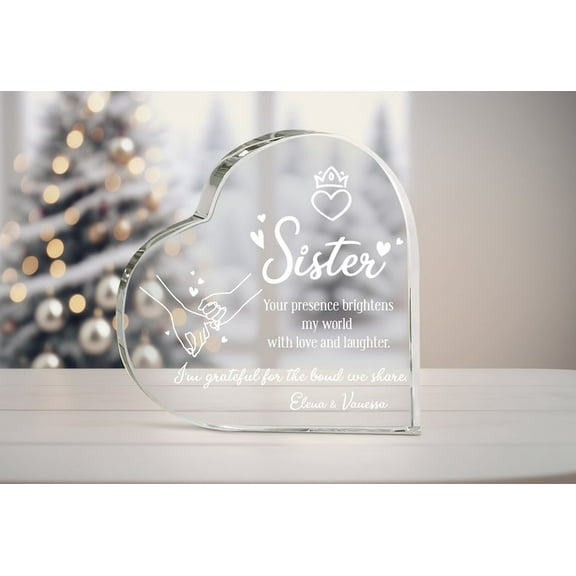 Personalized Acrylic Plaque for Sister, Mothers Day Gifts, Gift For Friend, Heart Stand Plaque, Custom Text Stand, Tabletop Stand