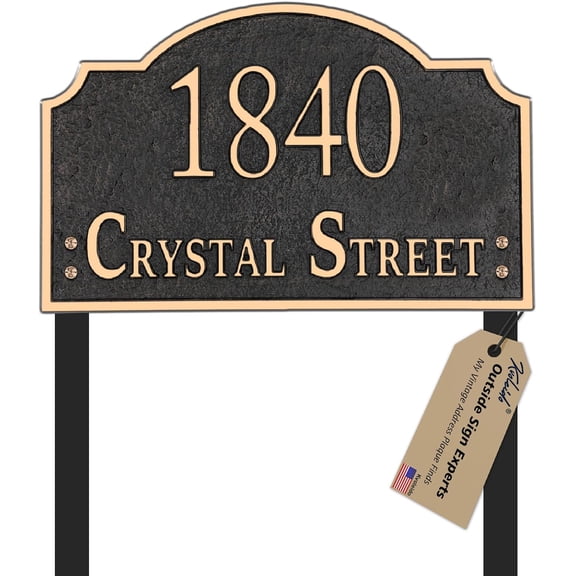 Personalized Address Sign LAWN MOUNTED - Custom House Number Sign Plaque,Address Plaque,House Address Numbers for Outside House Lawn,Yard,Ground,Garden,Drive Way Metal Free Standing with Stakes