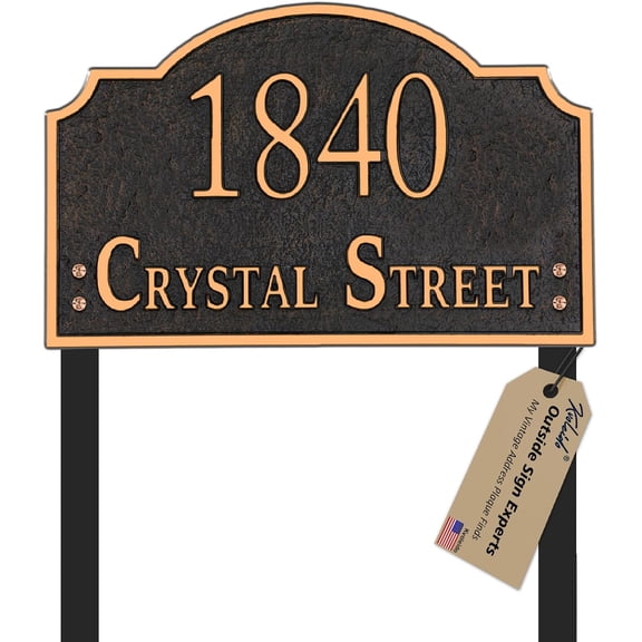 Personalized Address Sign LAWN MOUNTED - Custom House Number Sign Plaque,Address Plaque,House Address Numbers for Outside House Lawn,Yard,Ground,Garden,Drive Way Metal Free Standing with Stakes