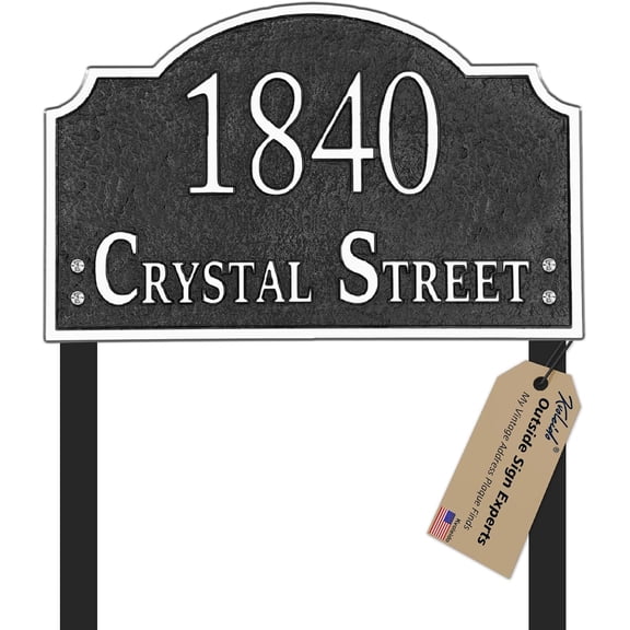 Personalized Address Sign LAWN MOUNTED - Custom House Number Sign Plaque,Address Plaque,House Address Numbers for Outside House Lawn,Yard,Ground,Garden,Drive Way Metal Free Standing with Stakes