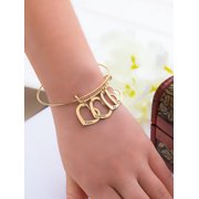 Personalized Adjustable Bangle Bracelet with Four Hanging Hearts