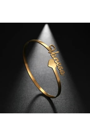 Personalized Adjustable Heart Bangle Custom Name Bracelet Women Jewelry