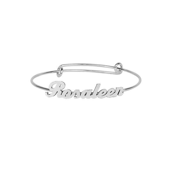 Personalized Adjustable Name Bangle Bracelet. Script Font