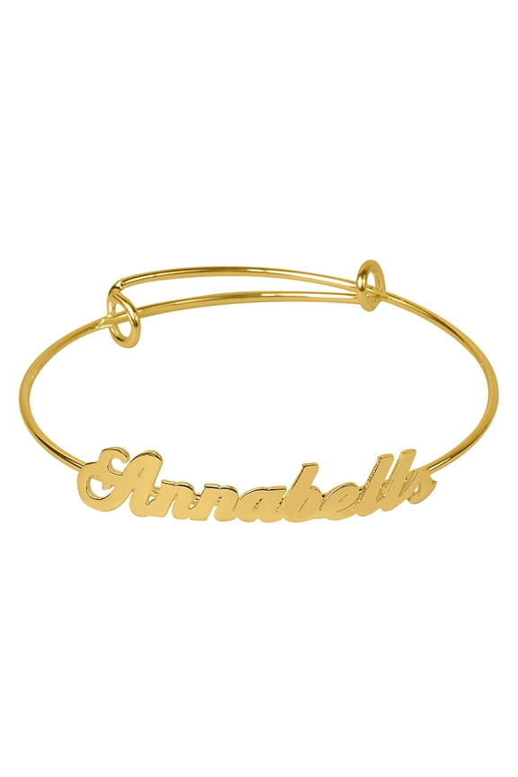 Personalized Adjustable Name Bangle Bracelet. Script Font