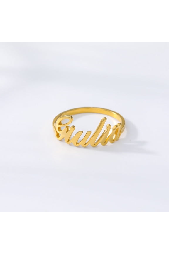 Personalized Adjustable Rose Gold Name Ring: Custom Stainless Steel Signature Ring, Fashion Jewelry Gift for Women