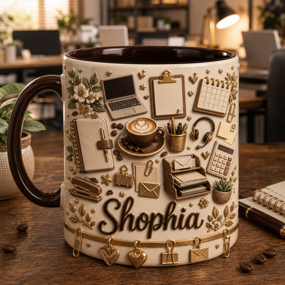 Personalized Admin Coffee Mug with 3D Effect, Office Assistant Gift