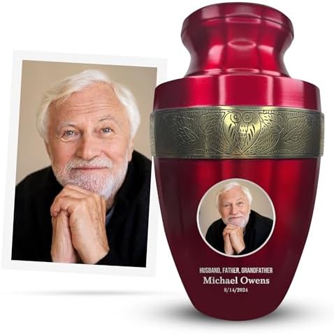 Personalized Adult Cremation Urn With Photo & Engraving - Black Elite Series, 200 Cubic Inch Capacity