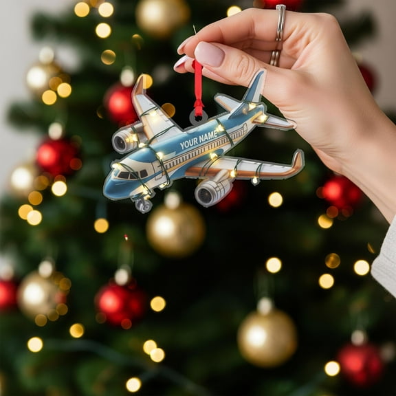 Personalized Airplane Acrylic Christmas Ornament Custom Name Pilot/Flight Attendant Holiday Tree Decor, Travel Lover Home Keepsake