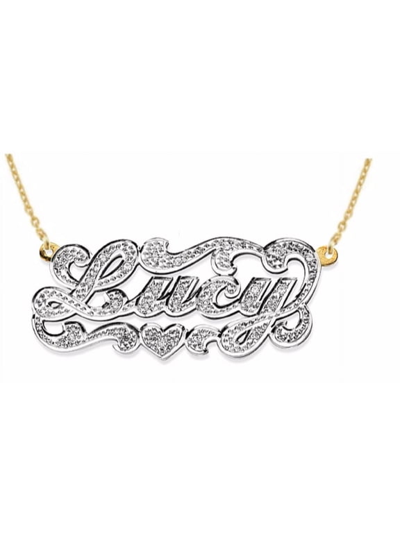 Personalized All Diamond Nameplate Pendant Necklace 14K 14K White or 14K Yellow Gold. Special Order, Made to Order. PNK056Y