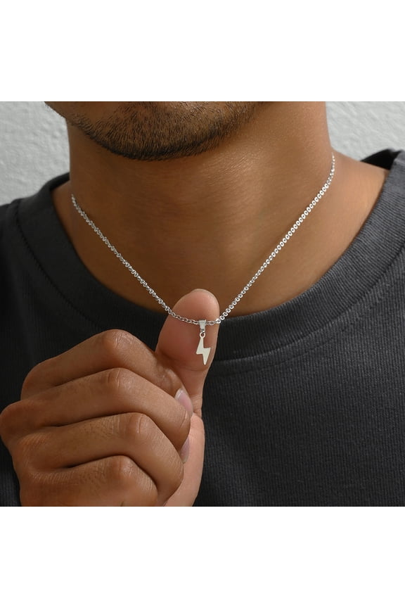 Personalized All-match Stainless Steel Lightning Pendant Necklace