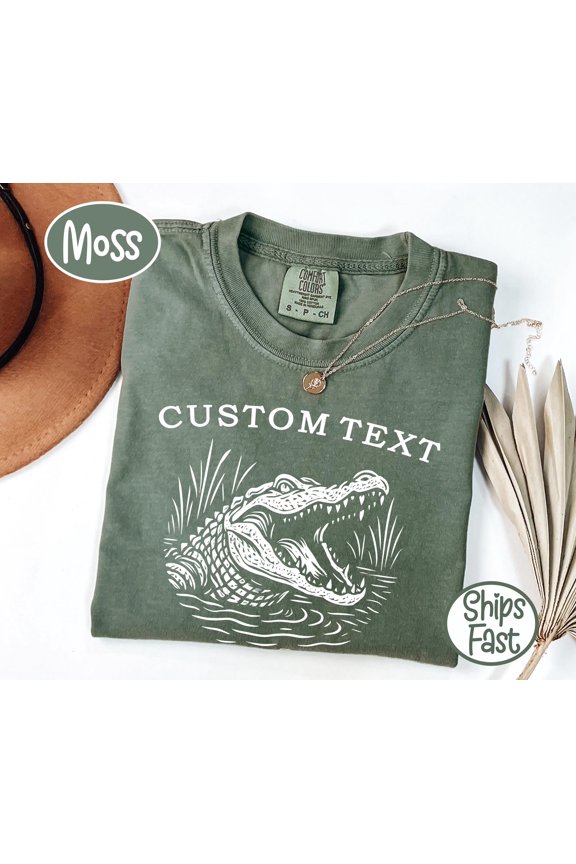 Personalized Alligator Comfort Colors Custom Text Wildlife Graphic Tee