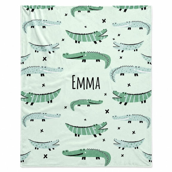 Personalized Alligator Fleece Blanket, Custom Name 3D Print Polyester Throw, 280gsm, Multiple Sizes