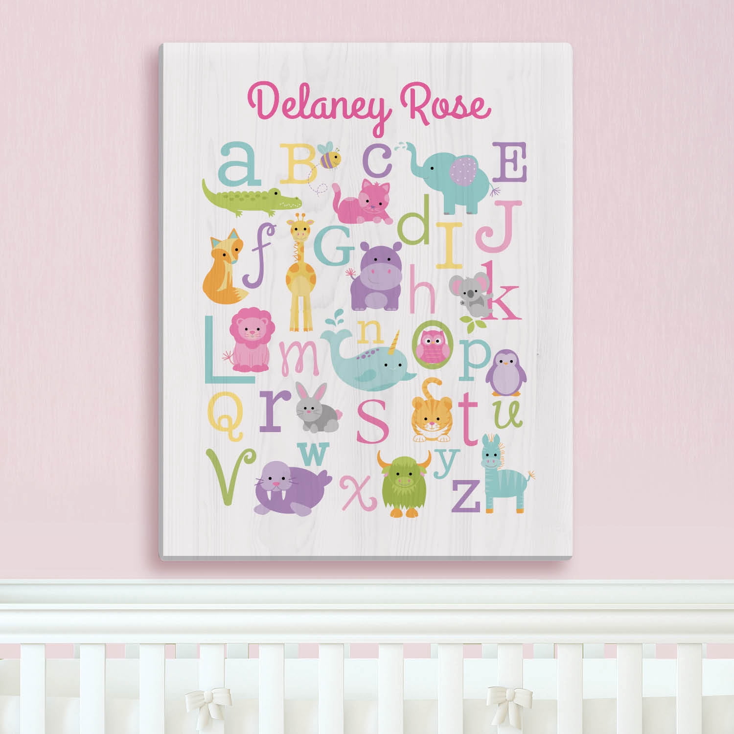 Personalized Alphabet Animals Pastel Canvas Print