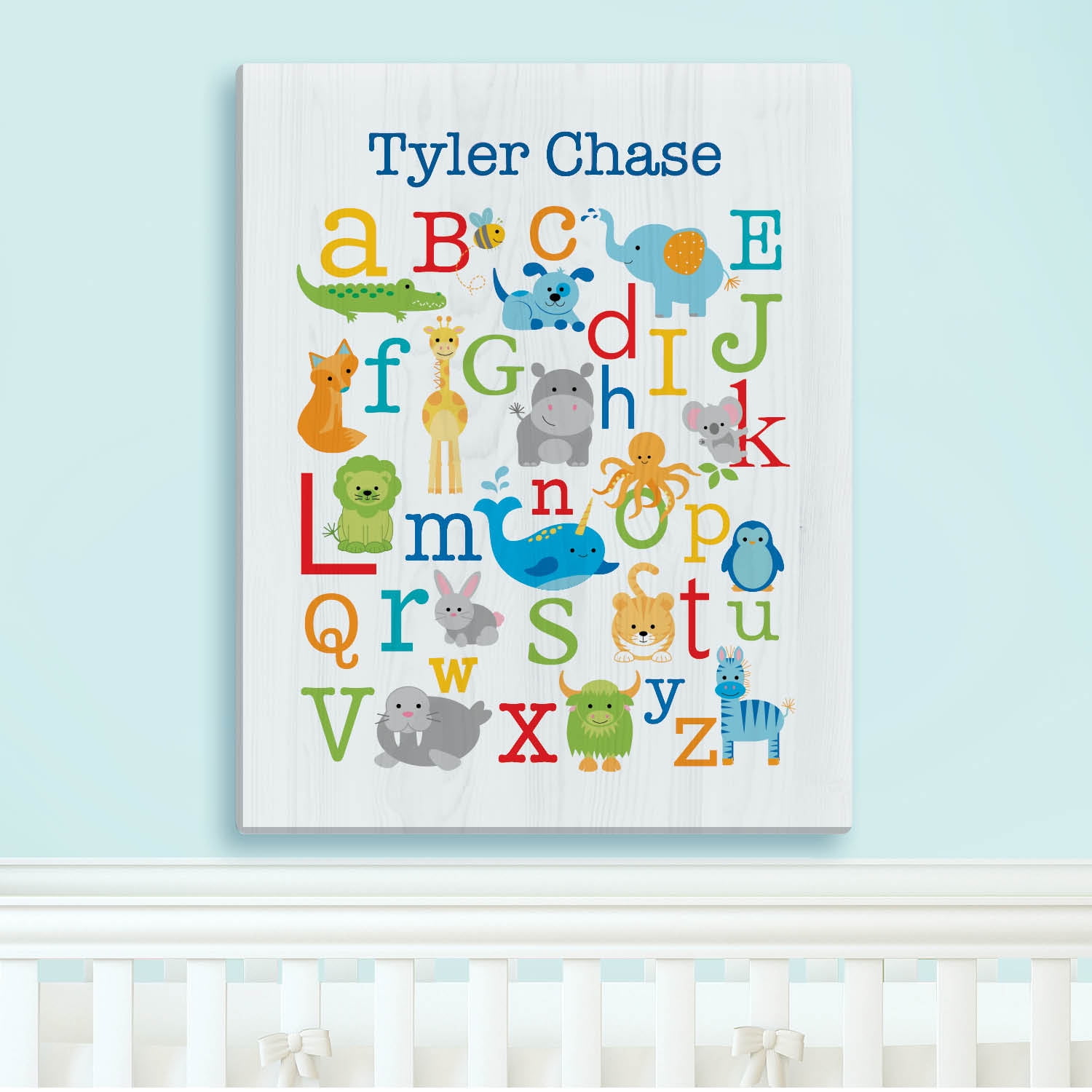Personalized Alphabet Animals Primary Canvas Print