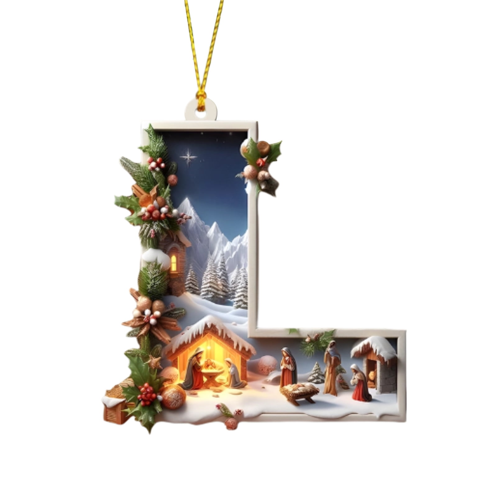 Personalized Alphabet Christmas Ornaments, 26 Letters with Santa and ...
