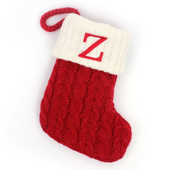 Personalized Alphabet Christmas Stocking - Custom Name Holiday Sock for Fireplace Mantel & Tree, 16 Inch Non-Woven Gift Bag with Snowflake Design for Candy, Gifts & Decor red